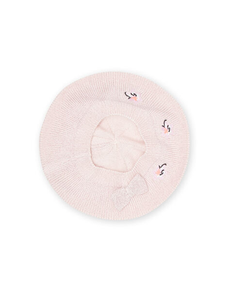 Boina de punto rosa empolvado con bordado floral para bebé niña NYIMOBON / 22SI09N1BOND327