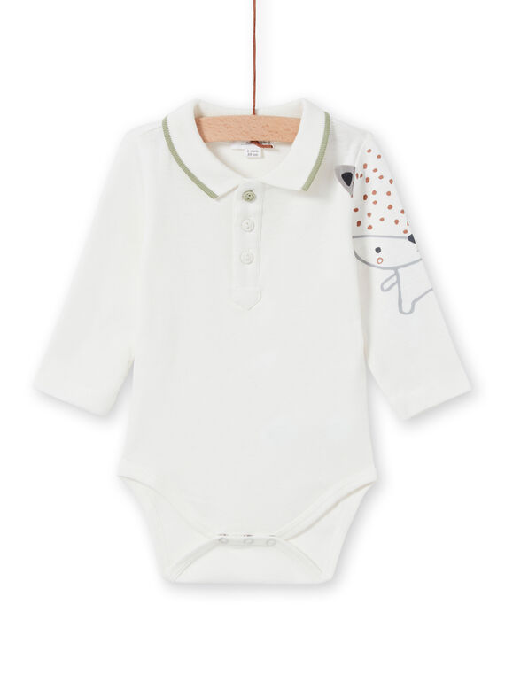 Body de color crudo de manga larga con estampado de zorro para niño MOU1BOD5 / 21WF0441BOD001