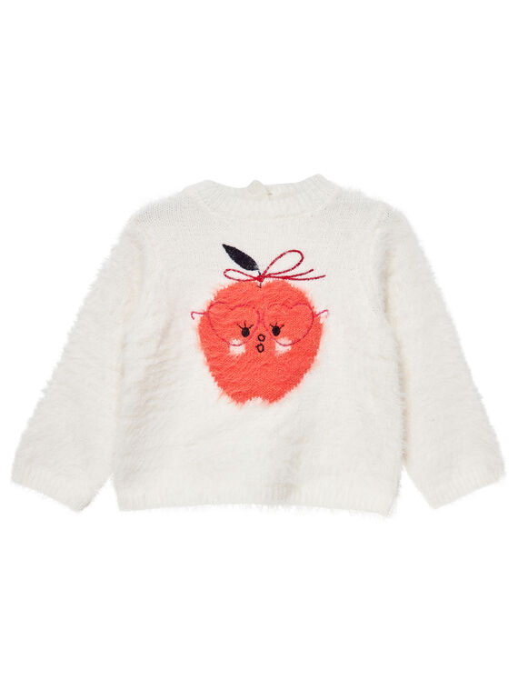 Jersey de punto con efecto piel artificial de color crudo para bebé niña JIVIPULL / 20SG09D1PUL001