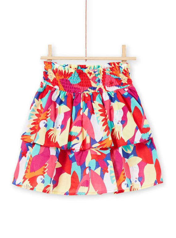 Falda de punto smock y volantes con estampado de loro para niña JAMARJUP2 / 20S901P3JUP000
