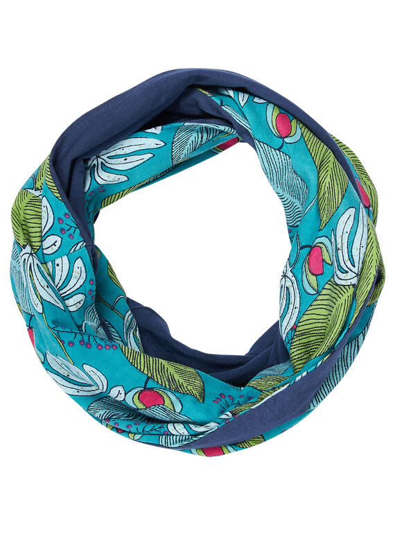 Snood de doble vuelta de color verde y azul marino para niña JYACLOSNOO / 20SI0111SNO714