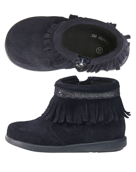 Botas De Piel De Serraje De Color Azul Marino Con Flecos Para Bebe Nina Catalogo Dpam Bebe Dpam