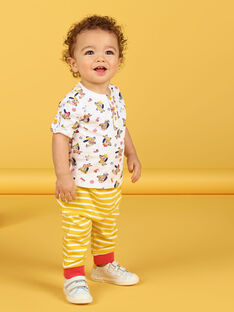 Camiseta de algodón de color crudo con estampado de perros y fantasía para bebé niño LUNOTUN / 21SG10L3TML001