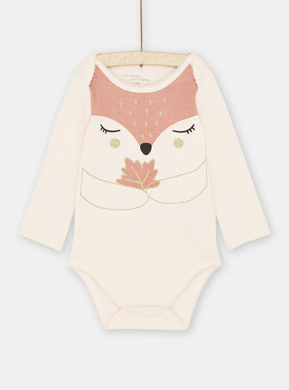 Body rosa pastel con estampado de zorro para bebé niña SEFIBODFOX / 23WH1364BDL301