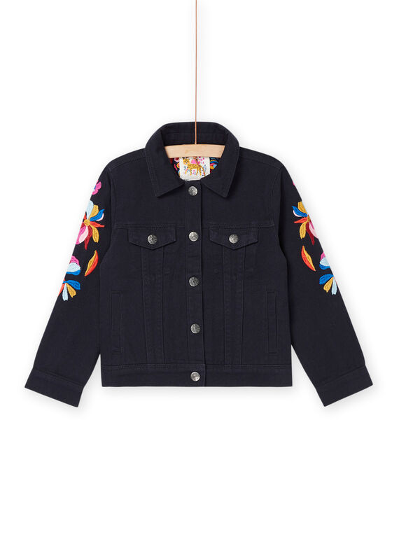 Chaqueta vaquera negra con manga bordada RAJUNVEST / 23S901U1VESC243