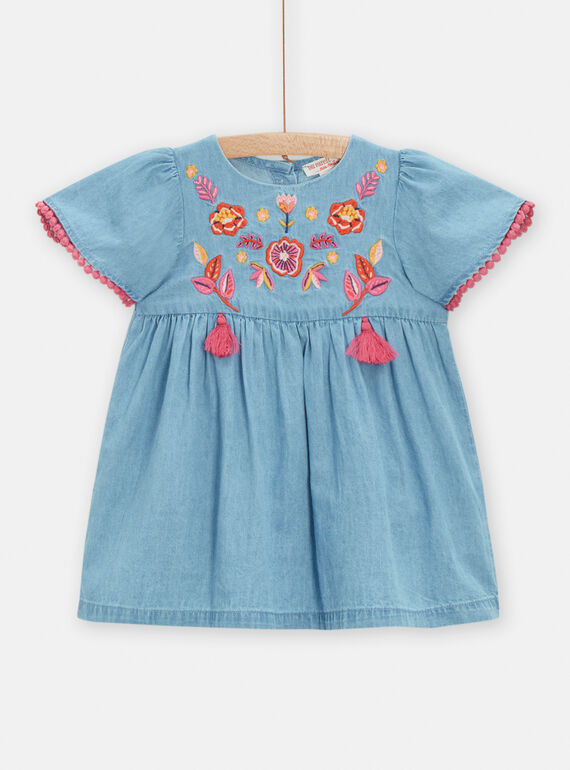 Vestido vaquero de color azul para bebé niña TILIROB4 / 24SG09T2ROBP269