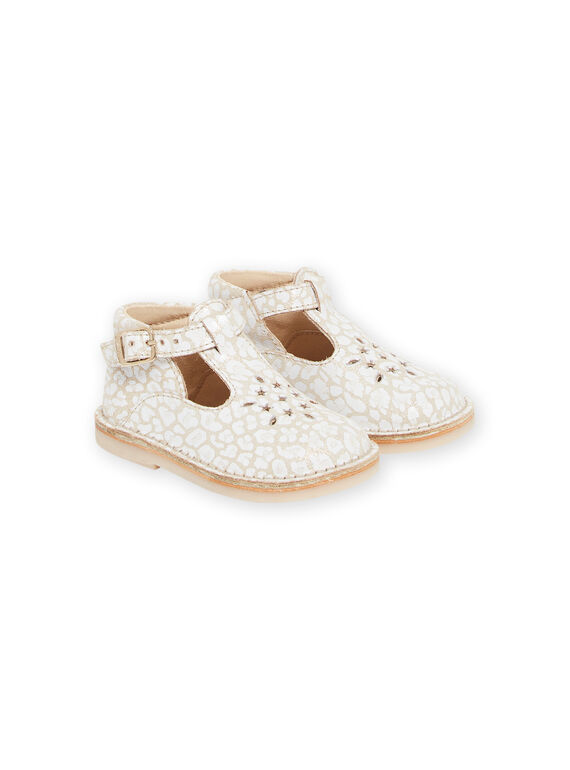 Salomés dorados con estampado de fantasía para bebé niña NISALDORINE / 22KK3732D13954