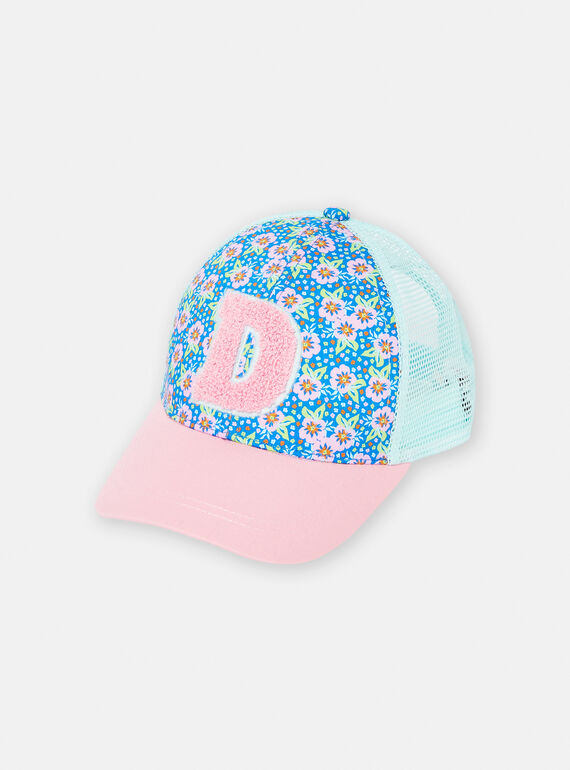 Gorra rosa y azul con estampado floral para niña TYACAP4 / 24SI01F2CHA318