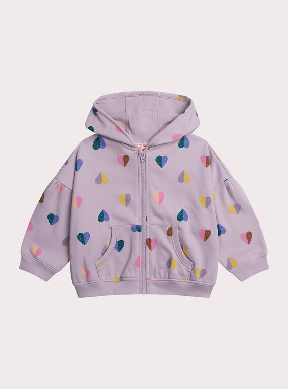 Sudadera de chándal violeta con estampado de corazones XAJOHAUJOG1 / 25W901E3JGHH707