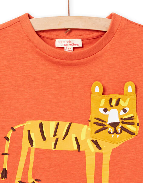 Camiseta de color calabaza con estampado de leopardo para niño NOFLATI4 / 22S902R3TMC405