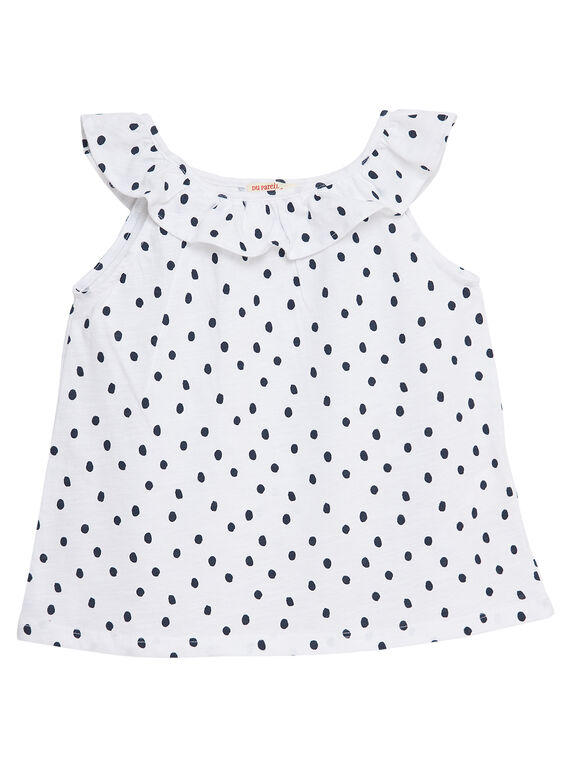 Camiseta de tirantes con cuello de volantes y estampado de lunares JAJODEB1 / 20S901T1D27000