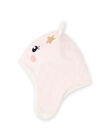 Gorro de color rosa con estampado de gato soft boa para bebé niña MYINOBON / 21WI0963BOND322