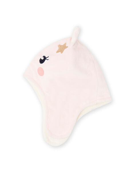 Gorro de color rosa con estampado de gato soft boa para bebé niña MYINOBON / 21WI0963BOND322