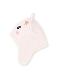 Gorro de color rosa con estampado de gato soft boa para bebé niña MYINOBON / 21WI0963BOND322