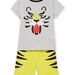 Pijama gris jaspeado y amarillo con estampado de tigre para niño