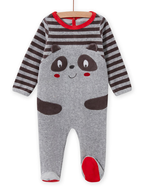 Pelele gris con estampado de panda para bebé niño MEGAGREPAN / 21WH1483GREJ918