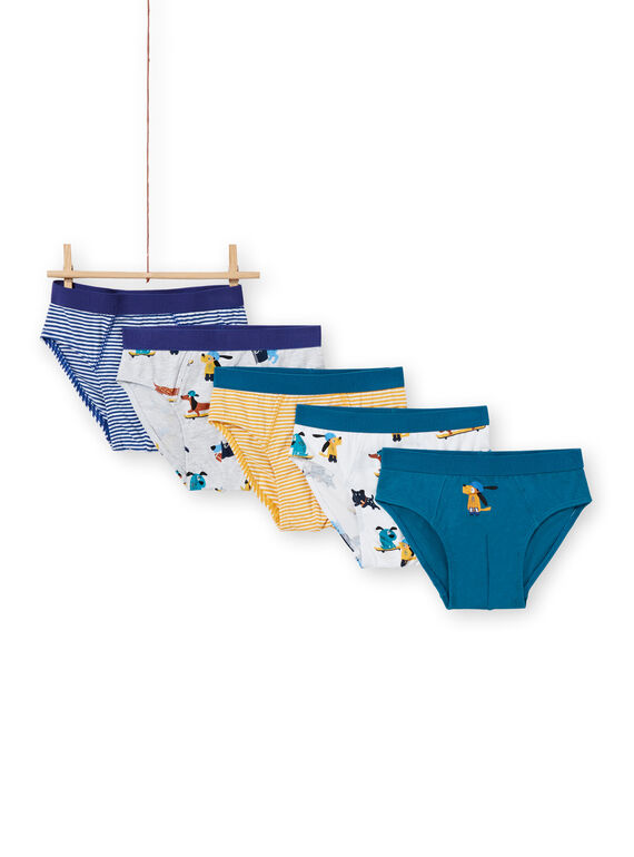 Pack de 5 slips a juego con estampado de perros para niño MEGOSLISEM / 21WH12B3D5L000