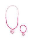 Collar y pulsera con cuentas rosas y colgante de tigre para niña MYAJOCOU2 / 21WI01S2CLI961