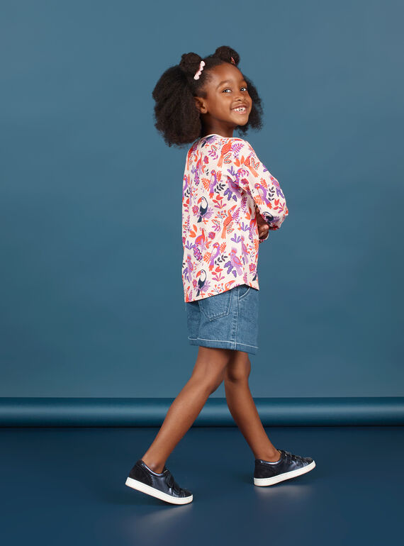 Camiseta de manga larga con estampado de pájaros de colores para niña MAPATEE / 21W901H1TMLD319