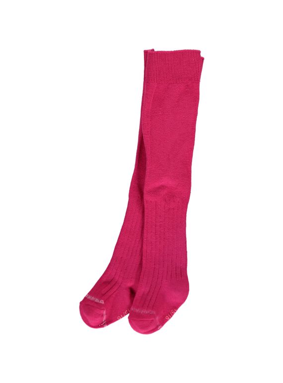 Baby girls' pink ribbed tights DYIJOCOL3 / 18WI0933COL310