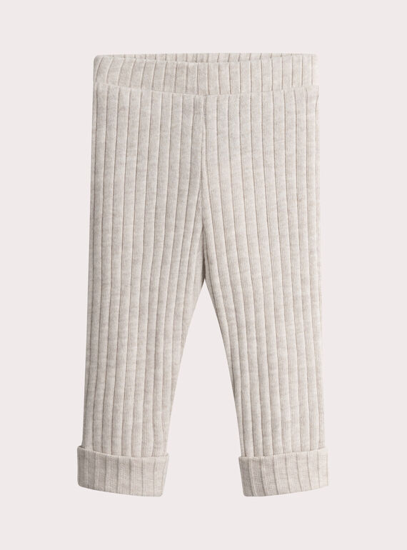 Legging jaspeado crudo de canalé para bebé niña VYIJOLEGCO1 / 24WI09G2CALA011
