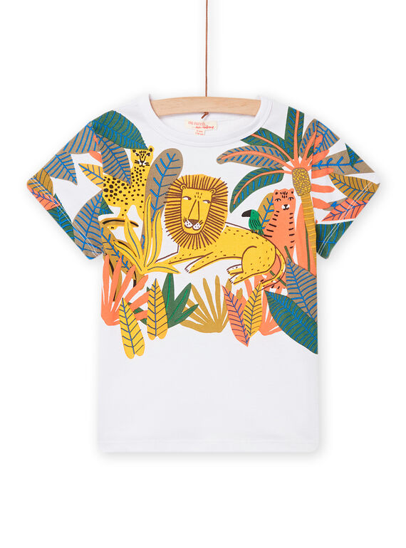 Camiseta blanca con estampado de animales de la selva para niño NOFLATI1 / 22S902R2TMC000