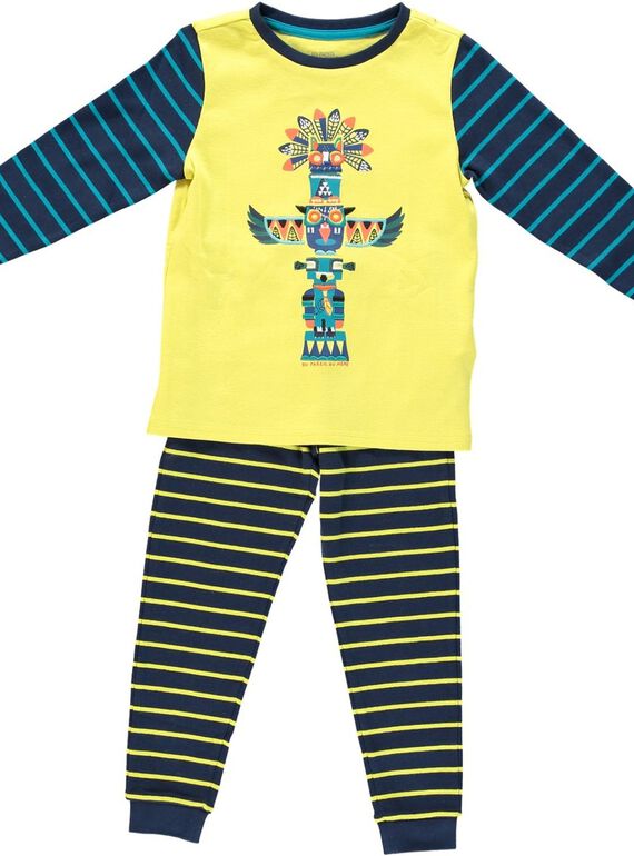 Pijama de rayas de color amarillo para niño JEGOPYJTO / 20SH12C2PYJ605