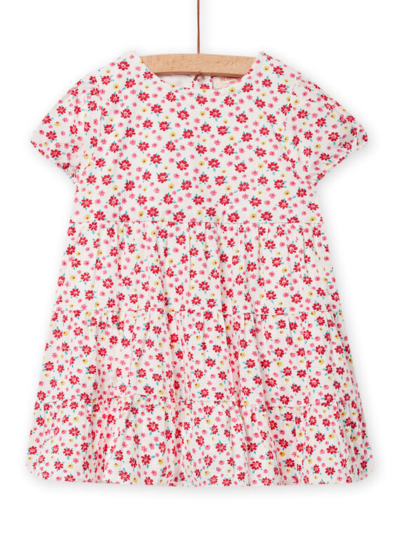 Vestido crudo con estampado floral para bebé niña NIFLAROB1 / 22SG09R3ROB001
