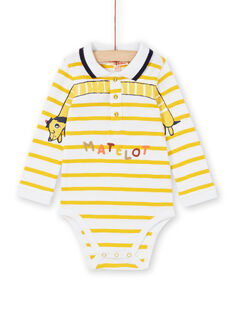 Body de rayas de algodón, de color blanco y amarillo, para bebé niño LUNOBOD / 21SG10L1BOD000