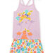 Pijama lila con estampado de gato y frutas para niña