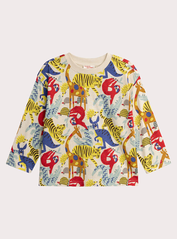 Camiseta cruda con estampado de jungla para niño  VOROTEE3 / 24W902P4TML003