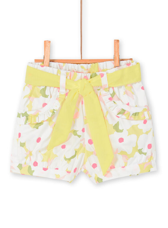 Short blanco y amarillo, con estampado floral, para bebé niña LIBALSHO / 21SG09O1SHO000