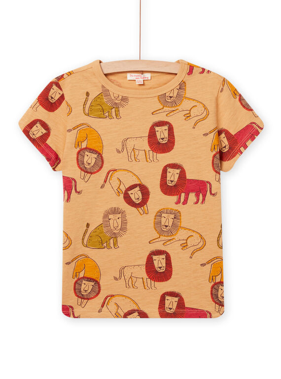 Camiseta marrón con estampado de león para niño NOFLATI3 / 22S902R5TMCI820