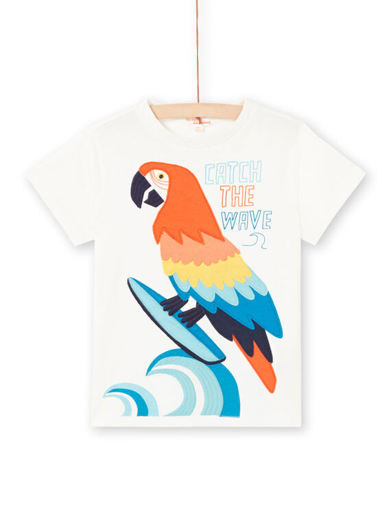 Camiseta de color crudo con estampado de loro para niño LOBONTI5 / 21S902W3TMC001