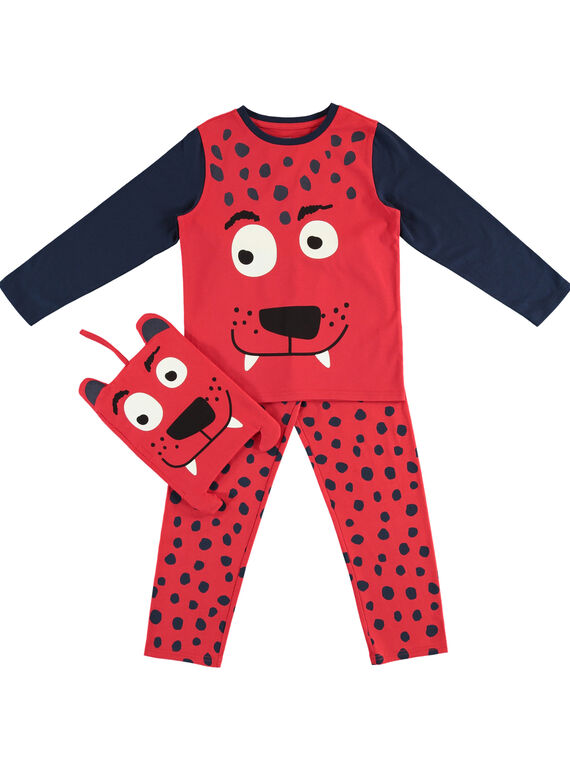 Pijama de color rojo y azul marino con su guardapijamas para niño JEGOPYJMAN2 / 20SH12L4PYGF513