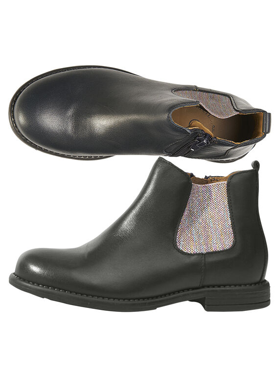 Botas chelsea de piel de color azul marino para niña GFBOOTVIA / 19WK35I4D0D070