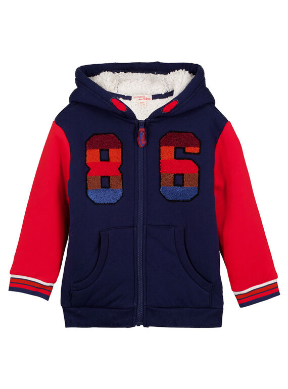 Cárdigan de muletón con forro Sherpa Azul marino y rojo GOSANGIL1 / 19W902C2GIL070