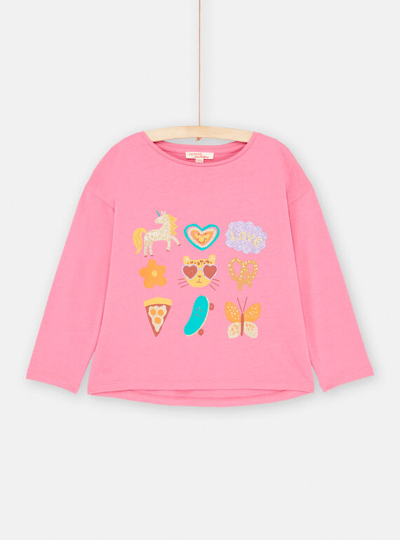 Camiseta rosa con estampado de fantasía para bebé niña SAVERTEE2 / 23W901J1TML030