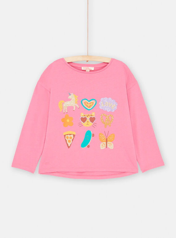 Camiseta rosa con estampado de fantasía para bebé niña SAVERTEE2 / 23W901J1TML030