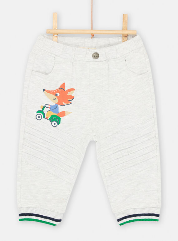 Pantalón suave y cómodo gris jaspeado para bebé niño SUKHOPAN1 / 23WG10Q1PANJ922