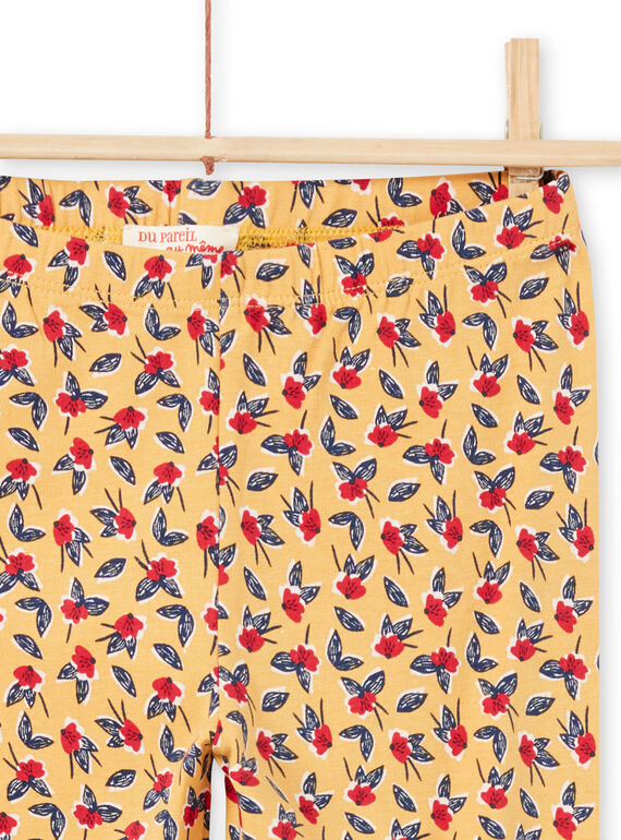 Leggings de color mostaza con estampado floral para niña MYAMIXLEG1 / 21WI01J2CALB106