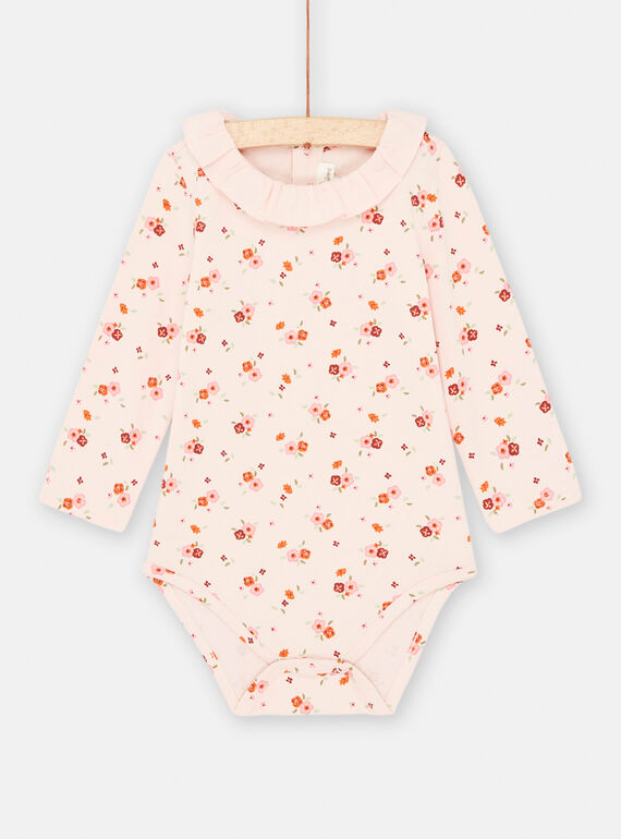 Body rosa pastel con estampado de flores para bebé niña SIVERBOD / 23WG09J1BODD310