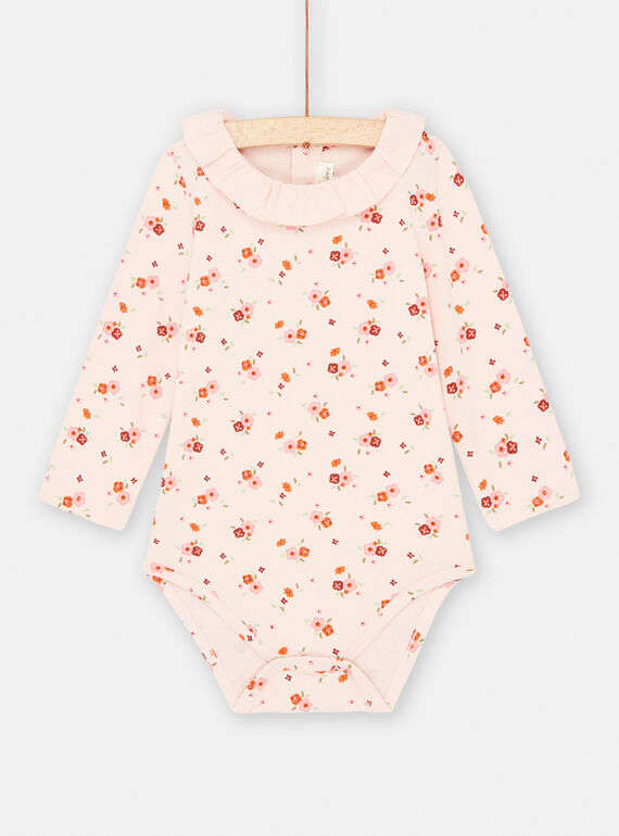 Body rosa pastel con estampado de flores para bebé niña SIVERBOD / 23WG09J1BODD310