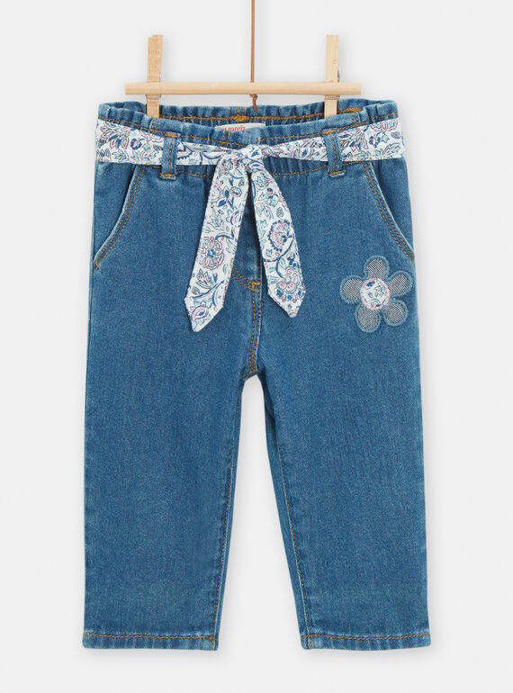Vaquero de color azul con cinturón para bebé niña TIDEJEAN / 24SG09J1PANP274