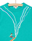 Camiseta de manga corta azul claro con estampado de surfista para niño NOWATI7 / 22S902V7TMCG621