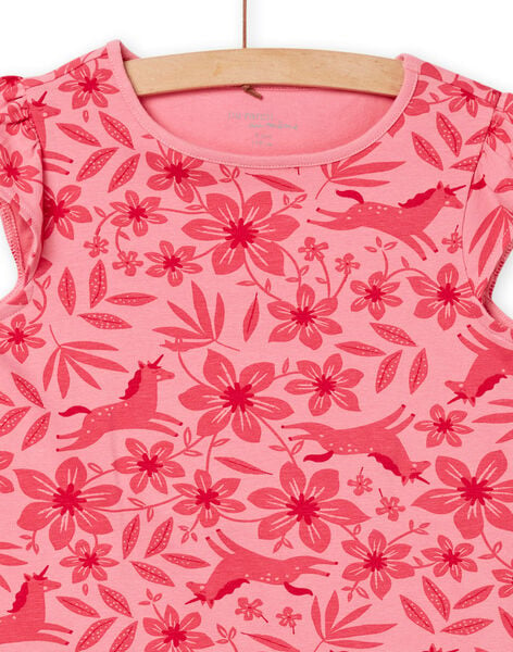 Pijama rosa con estampado de unicornio y floral para niña NEFAPYJUNI / 22SH11H9PYJD305