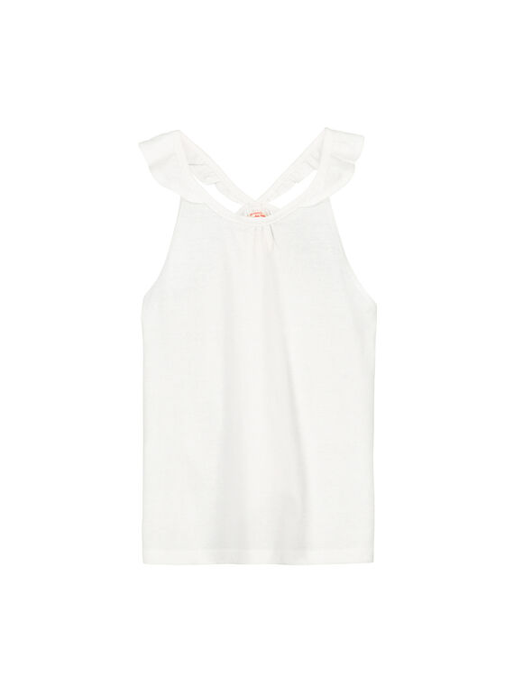 Camiseta de tirantes de algodón de color blanco para niña FAJODEB3 / 19S901G3D27000