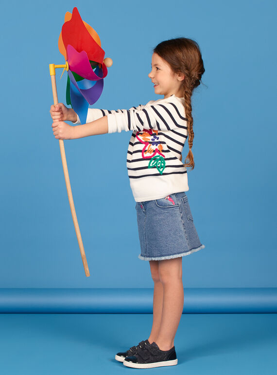 Falda corta vaquera de color azul y rosa LANAUJUP1 / 21S901P1JUPP274