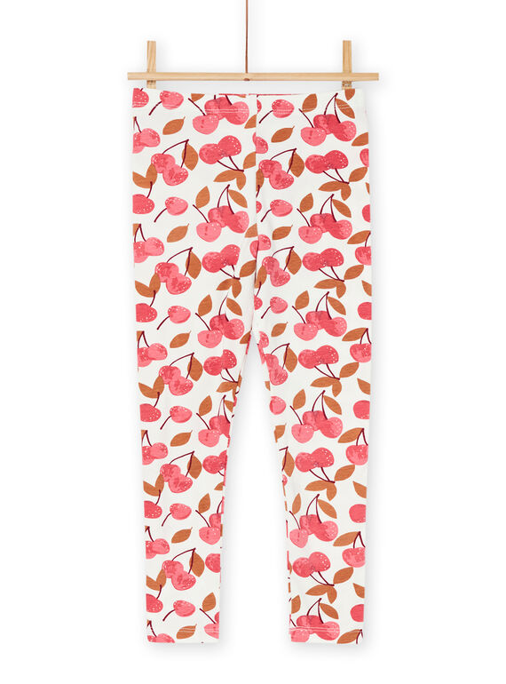 Leggings de color crudo y rojo con estampado de cerezas RYADAYLEG / 23SI01M1CAL003