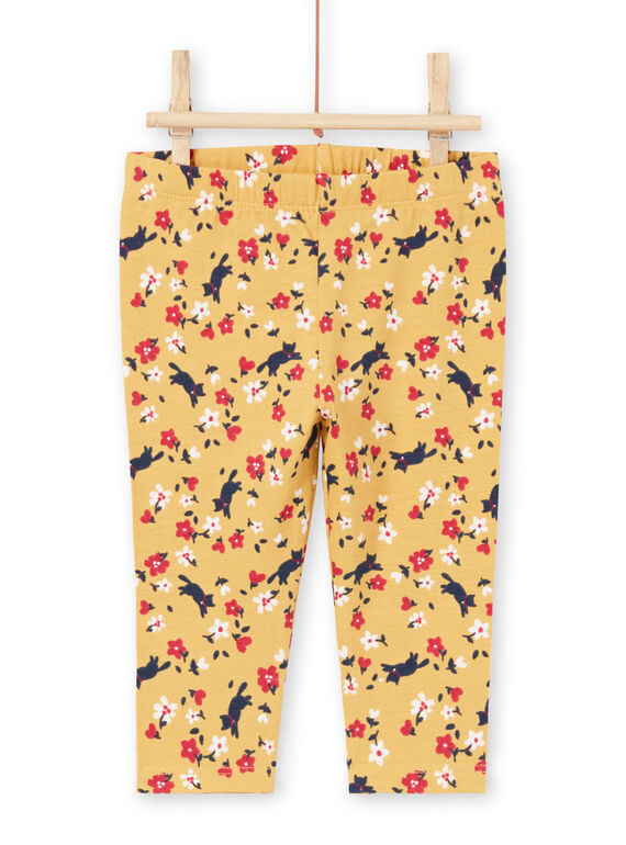 Leggings amarillos y rojos con estampado floral para bebé niña MYIMIXLEG / 21WI09J1CALB106